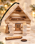 Build-it log cabin wooden Christmas ornament kit — the Christmas Eve activity, from Maker House Co.
