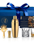 Gitano Kit Barware Set Cocktail Connoisseur: Gold Cocktail Shaker Set with Premium Whiskey Glasses – Mix and Sip Like a Pro