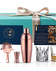 Gitano Kit Barware Set Rose Gold Cocktail Connoisseur Shaker Set with Premium Whiskey Glasses – Bring the Party to Your Home Bar
