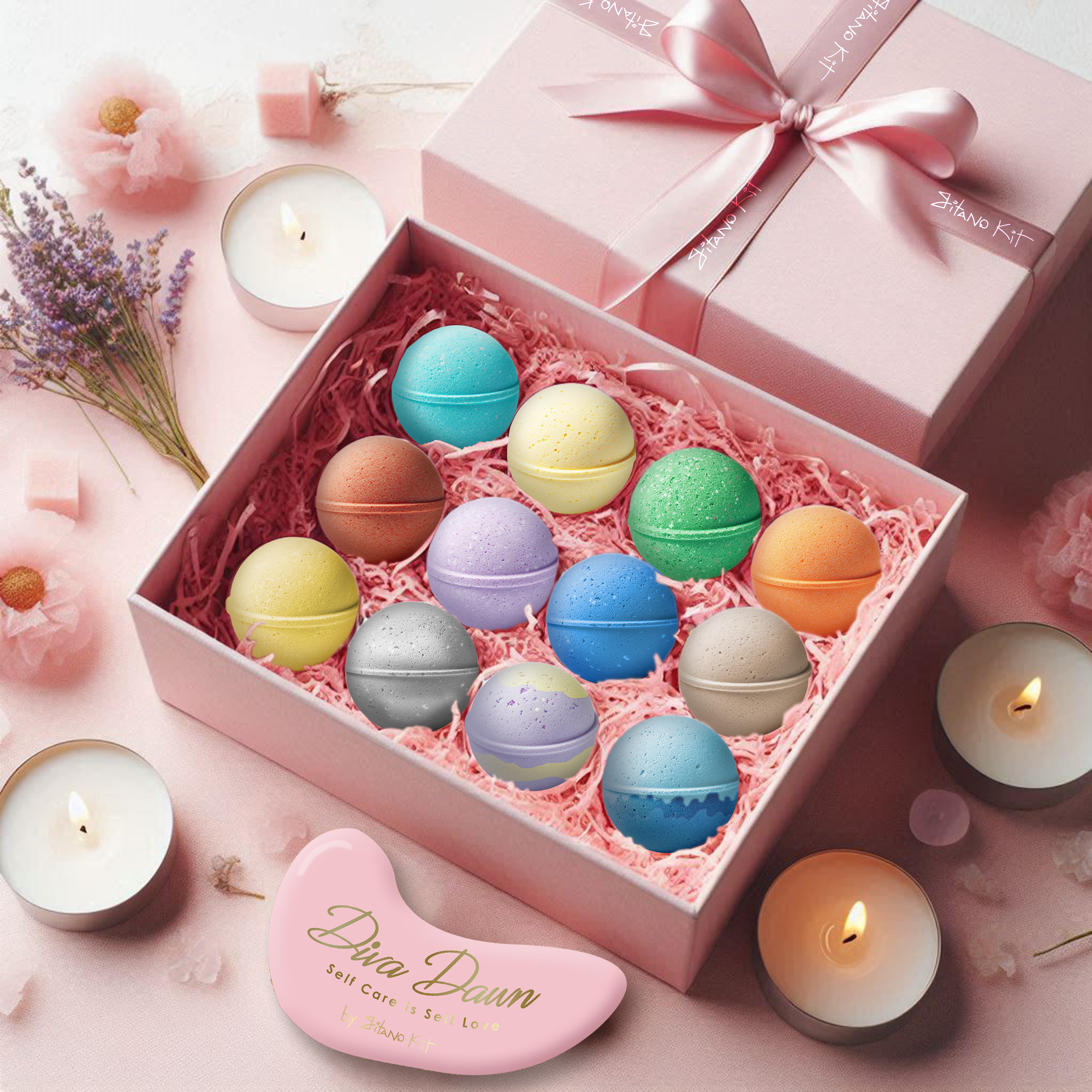 Gitano Kit Bath Bombs For Her: Diva Dawn Bubble Babe Bath Bomb Set - Luxury Aromatherapy Spa Gift
