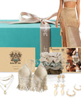 Gitano Kit Boho Chic Set For Her: Boho Chic Seaside Set - Knitted Bikini Cover-Up, Shell Earrings, Faux Pearl Necklace, Beach Crop Tops & Hair Scrunchies