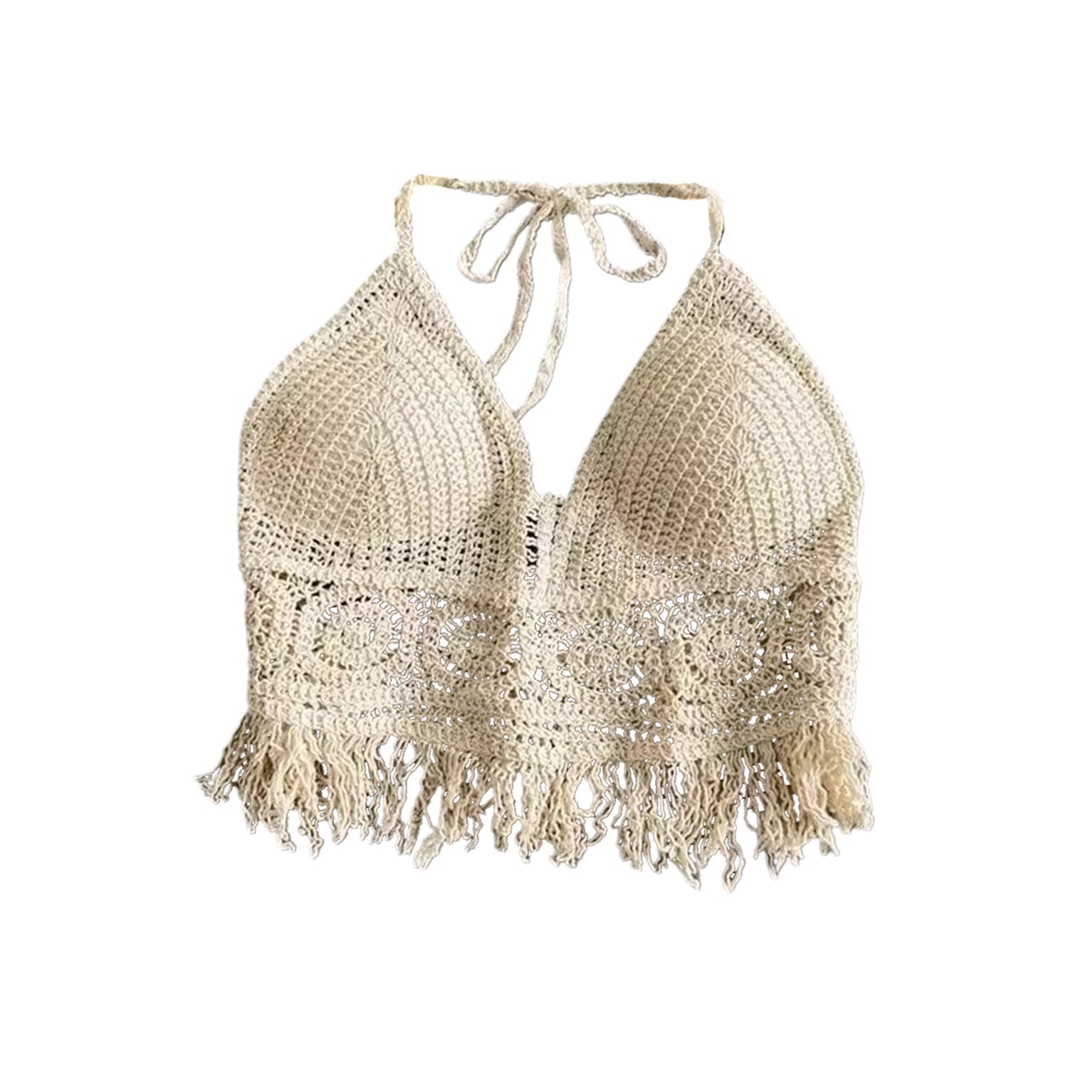 Gitano Kit Boho Chic Set For Her: Boho Chic Seaside Set - Knitted Bikini Cover-Up, Shell Earrings, Faux Pearl Necklace, Beach Crop Tops & Hair Scrunchies