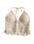 Gitano Kit Boho Chic Set For Her: Boho Chic Seaside Set - Knitted Bikini Cover-Up, Shell Earrings, Faux Pearl Necklace, Beach Crop Tops & Hair Scrunchies