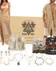Gitano Kit Couples’ Bohemian Fashion Set For Couples: Couples Boho Set – Matching Bohemian Cardigans, Shell Jewelry, Beach Accessories & More