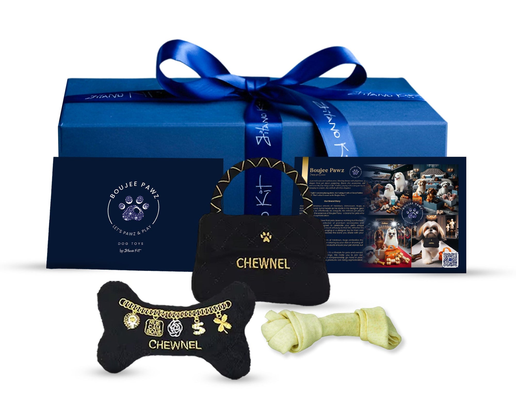 Gitano Kit Dog Toy Set For Pet: Boujee Pawz - Chewnel Plush Dog Toy Set | Stylish Designer Chew Toys for Dogs