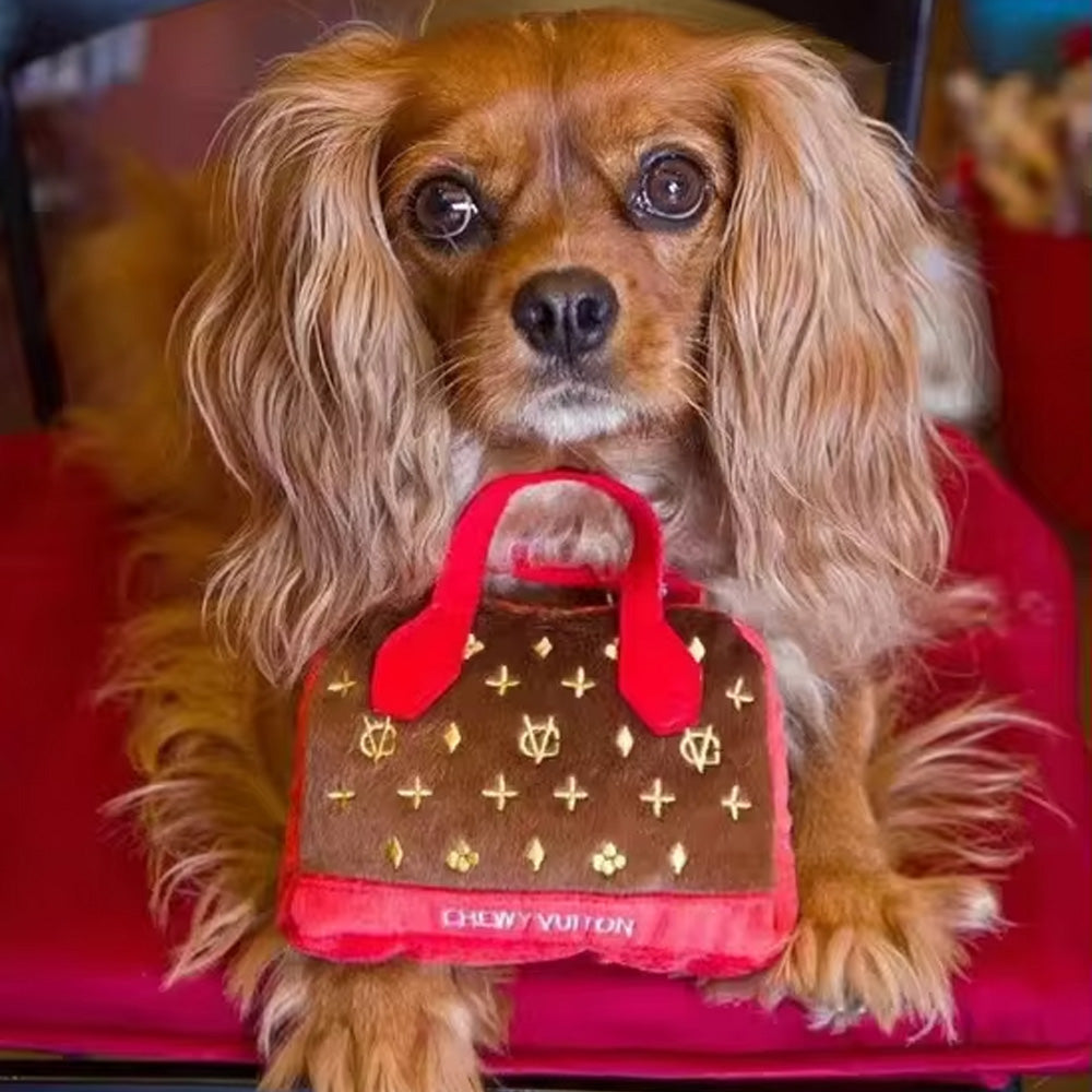 Gitano Kit Dog Toy Set For Pet: Boujee Pawz - Chewy Vuitton Plush Dog Toy Set | Luxury Designer Chew Toys for Dogs