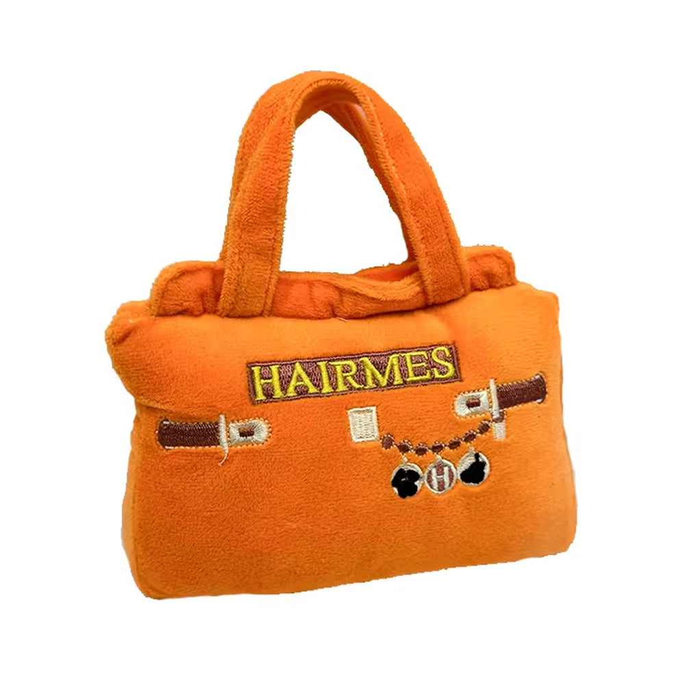 Gitano Kit Dog Toy Set For Pet: Boujee Pawz - Hairmes Plush Dog Toy Set | Luxury Designer Chew Toys for Dogs