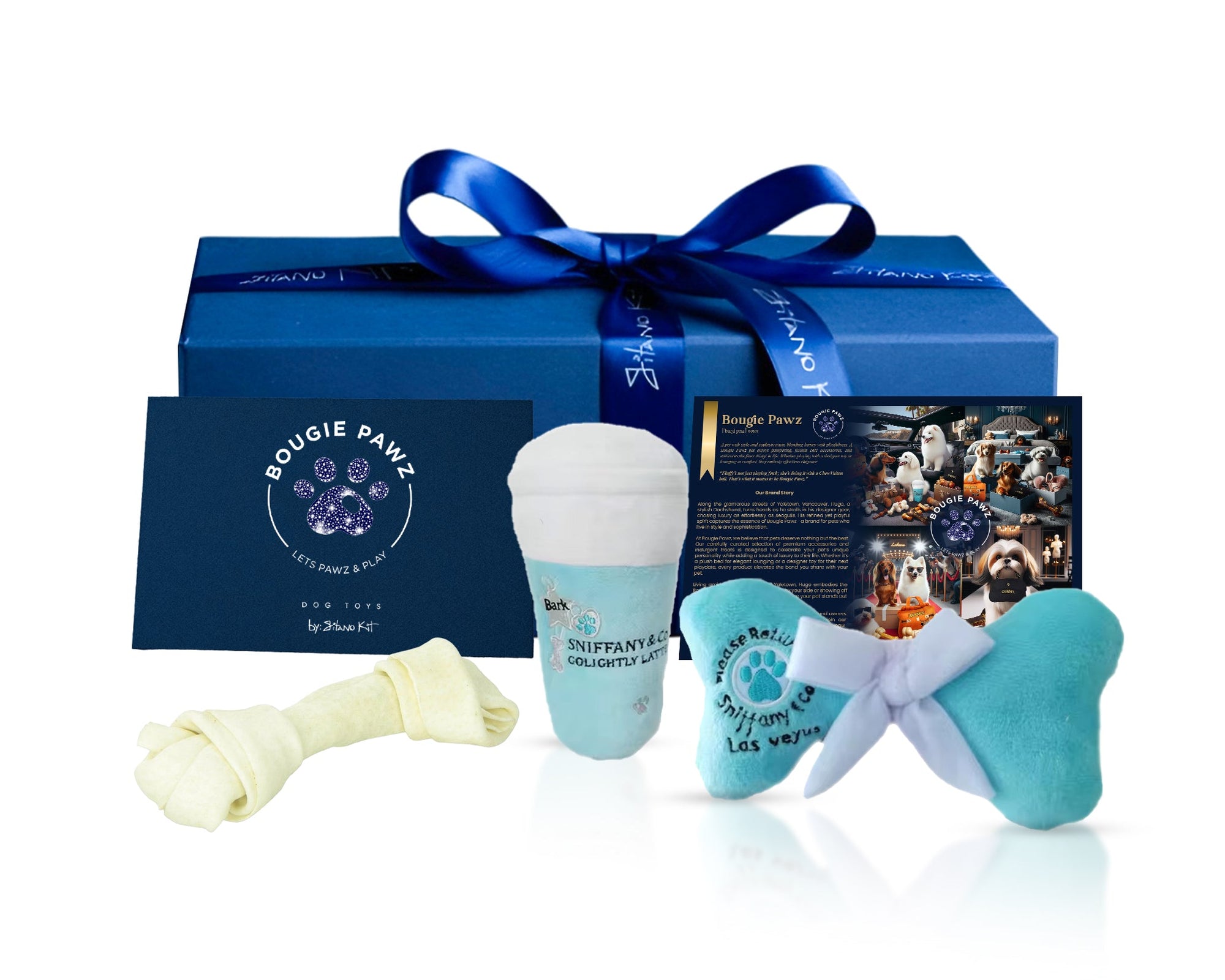 Gitano Kit Dog Toy Set For Pet: Boujee Pawz - Sniffany & Co. Plush Dog Toy Set | Elegant Designer Chew Toys