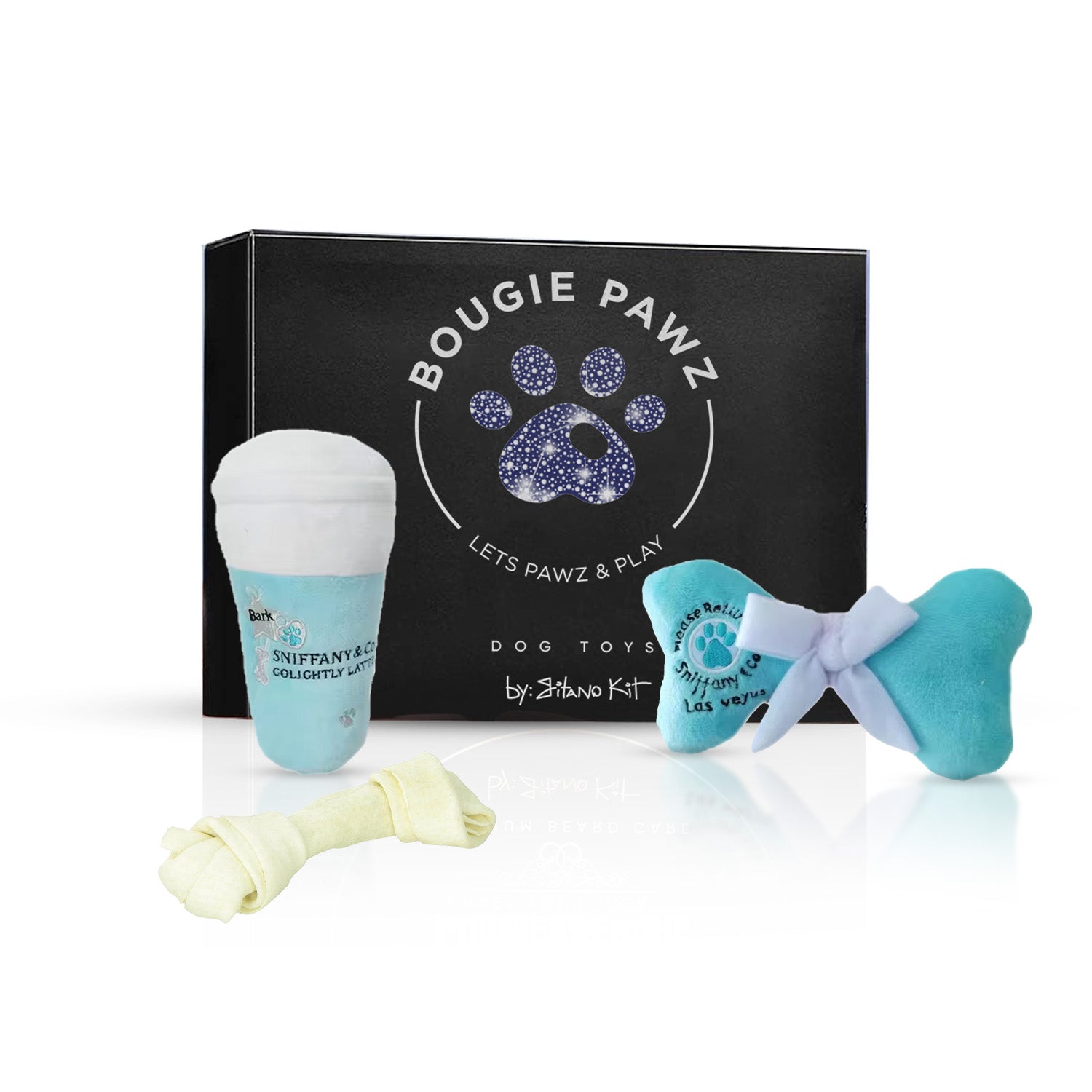 Gitano Kit Dog Toy Set For Pet: Boujee Pawz - Sniffany & Co. Plush Dog Toy Set | Elegant Designer Chew Toys