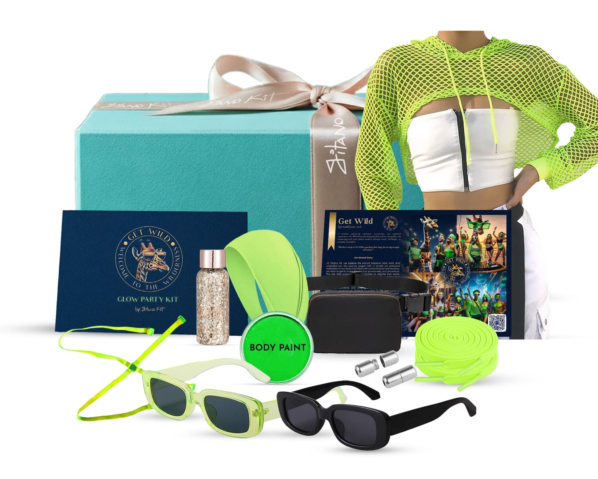 Gitano Kit Glow Party Kit For Fun: Get Wild - Glow Party Kit | Neon Green Rave Essentials Set