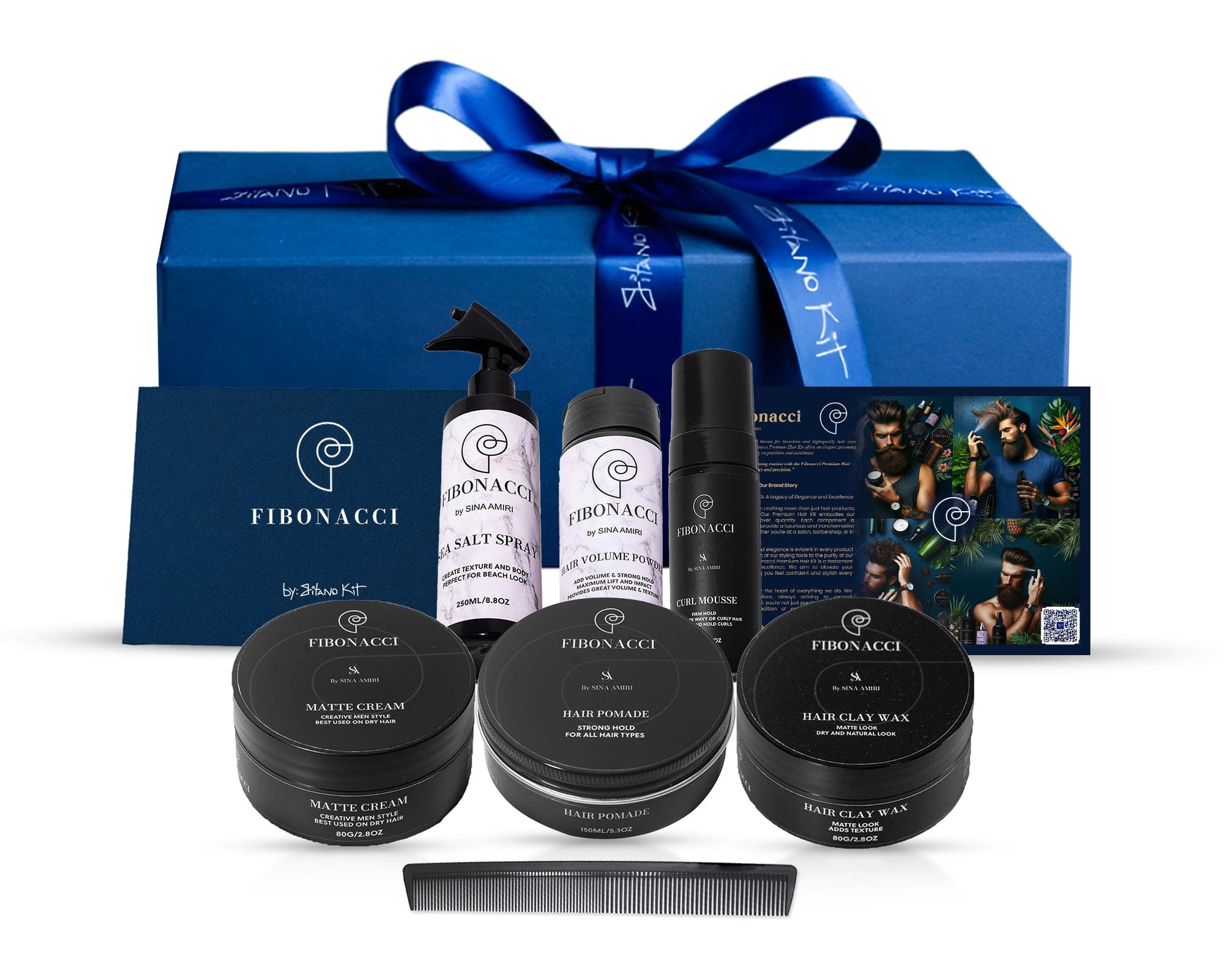 Gitano Kit Hair Products For Him: Fibonacci Premium Hair Care Set for Men | Luxury Styling Kit with Natural Ingredients