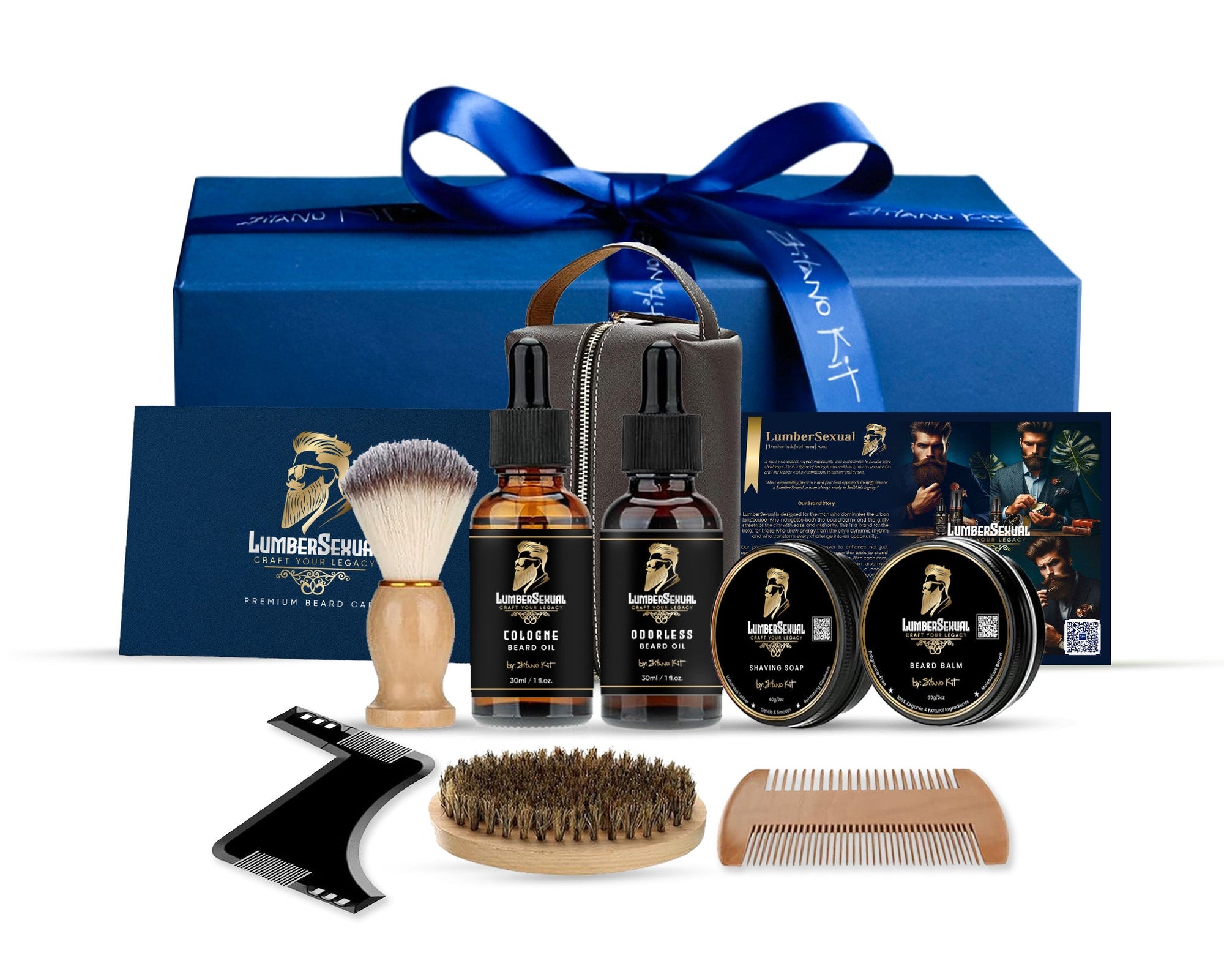Gitano Kit Men's Grooming Kit For Him: LumberSexual Premium Beard Care Kit | 9-Piece Luxury Grooming Set
