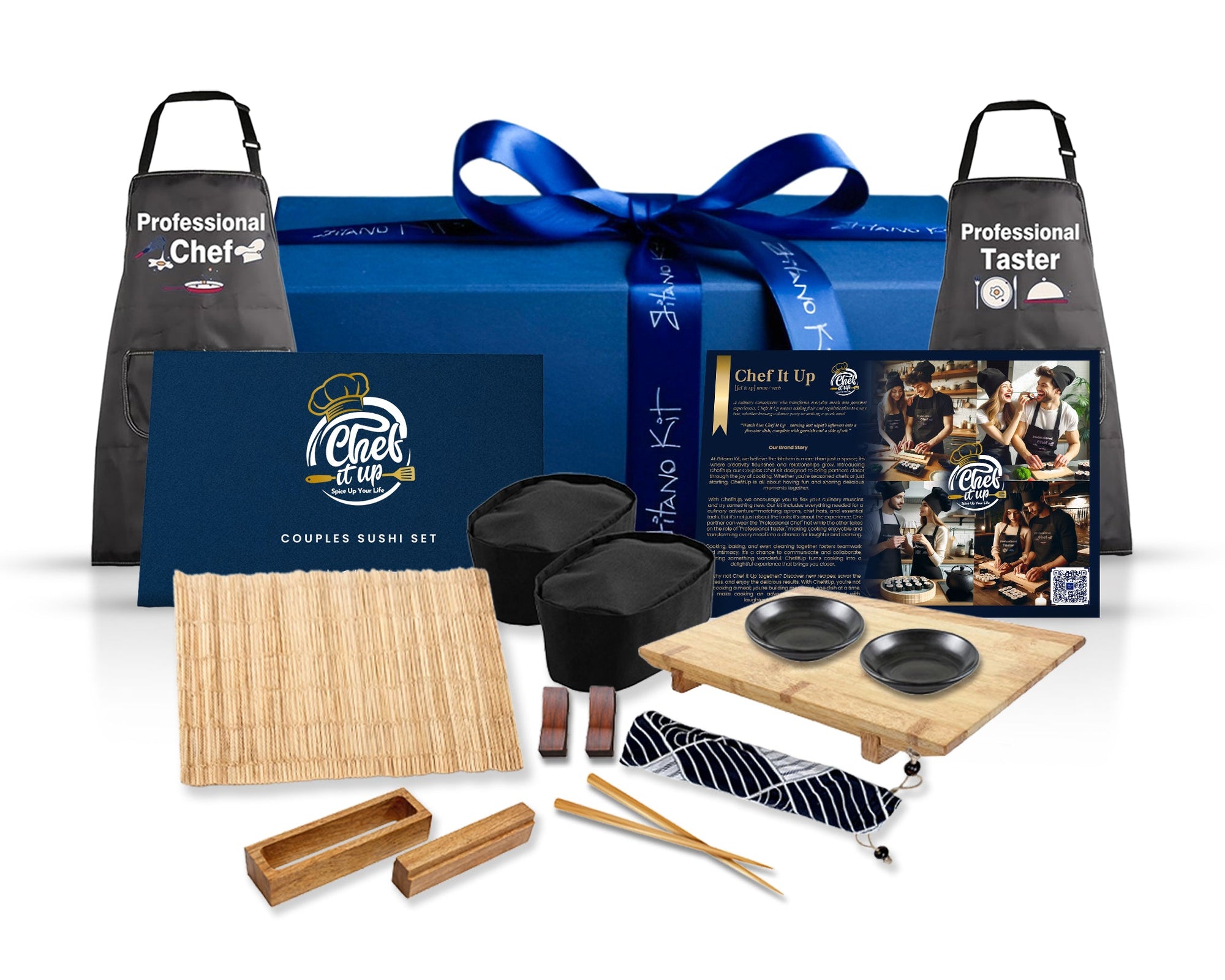 Gitano Kit Sushi Making Kit Chef it Up: Sushi Set - Premium DIY Sushi Making Kit for Couples