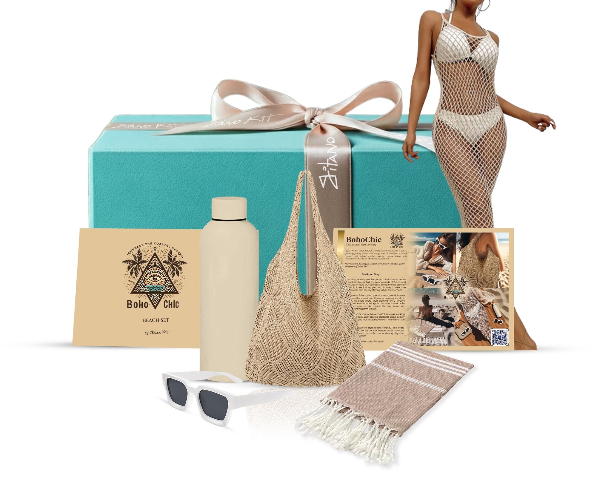 Gitano Kit Women's Beachwear & Accessories Set For Her: Boho Chic Beach Set - Stylish Summer Essentials for Women