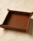 Brown leather valet tray