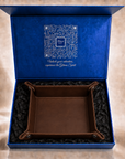 Leather valet tray inside the open Gitano Kit gift box