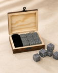 Whiskey Stones Gift Set — Granite Chilling Rocks & Slate Coaster