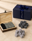 Whiskey Stones Gift Set — Granite Chilling Rocks & Slate Coaster