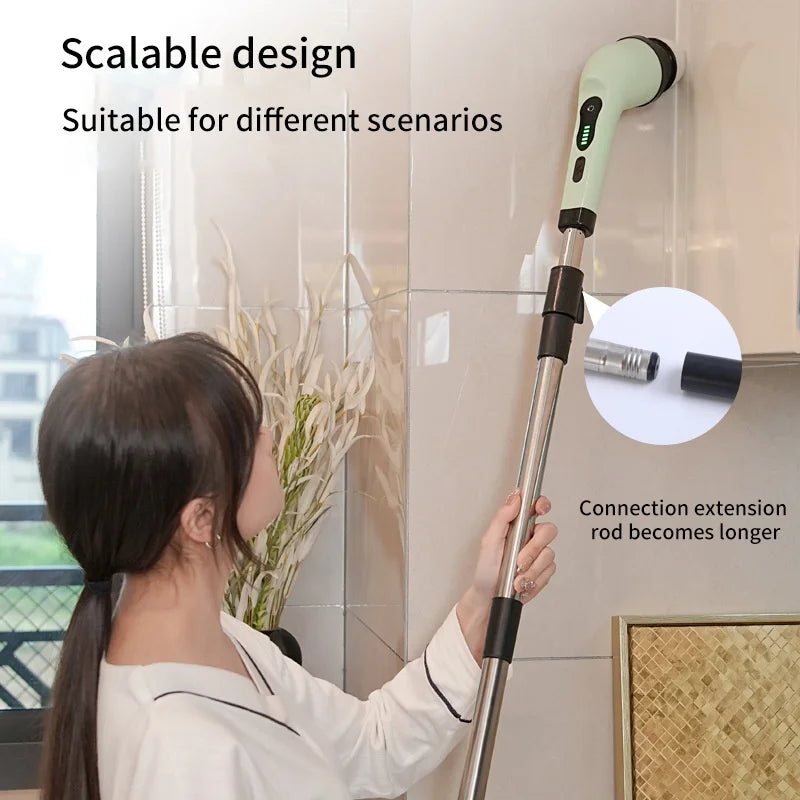 Cordless power scrubber with brush heads