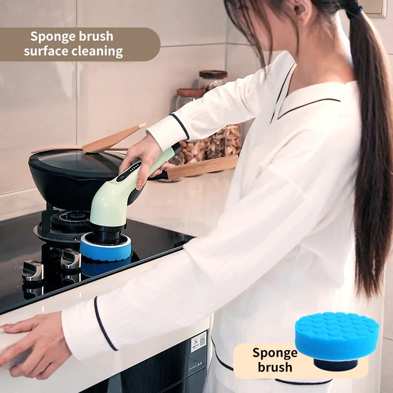 Electric bathroom tile cleaning scrubber