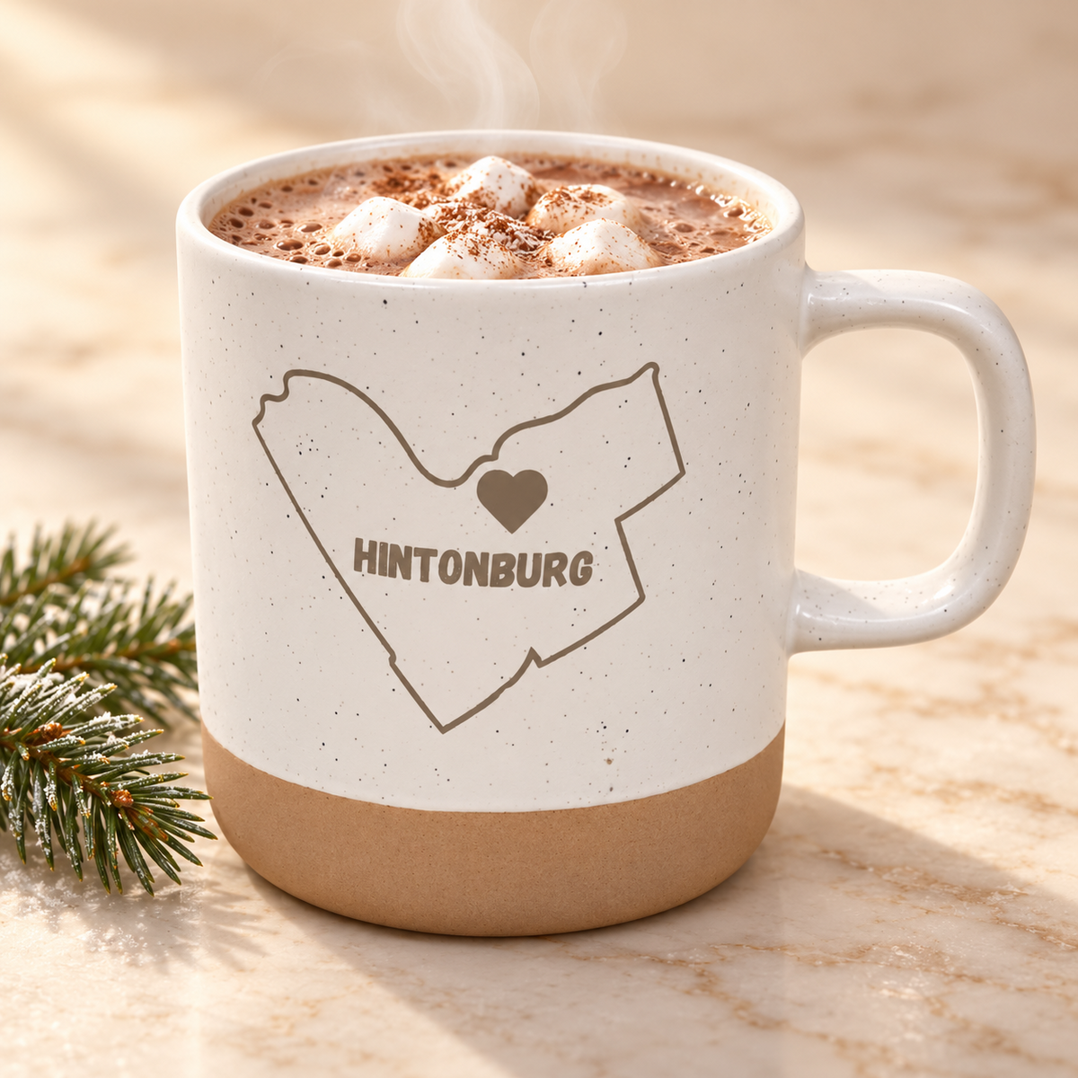 Hintonburg ceramic mug filled with hot cocoa — made in Ottawa by Maker House Co.