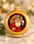 Wooden Santa keepsake ball ornament — made in Canada by Fine Wood Ornaments