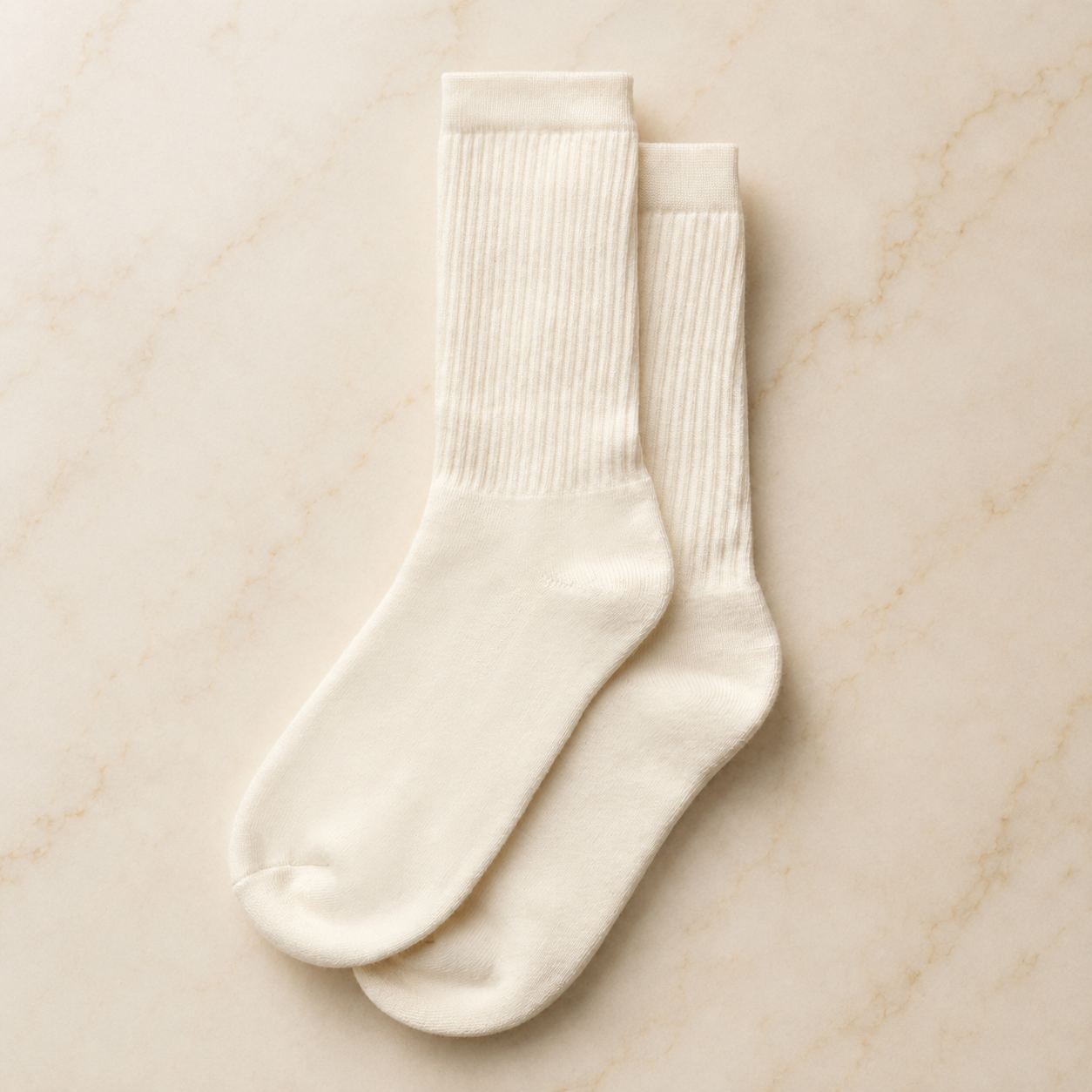 Cream cotton crew socks made in Canada — First Semester Survival university care package