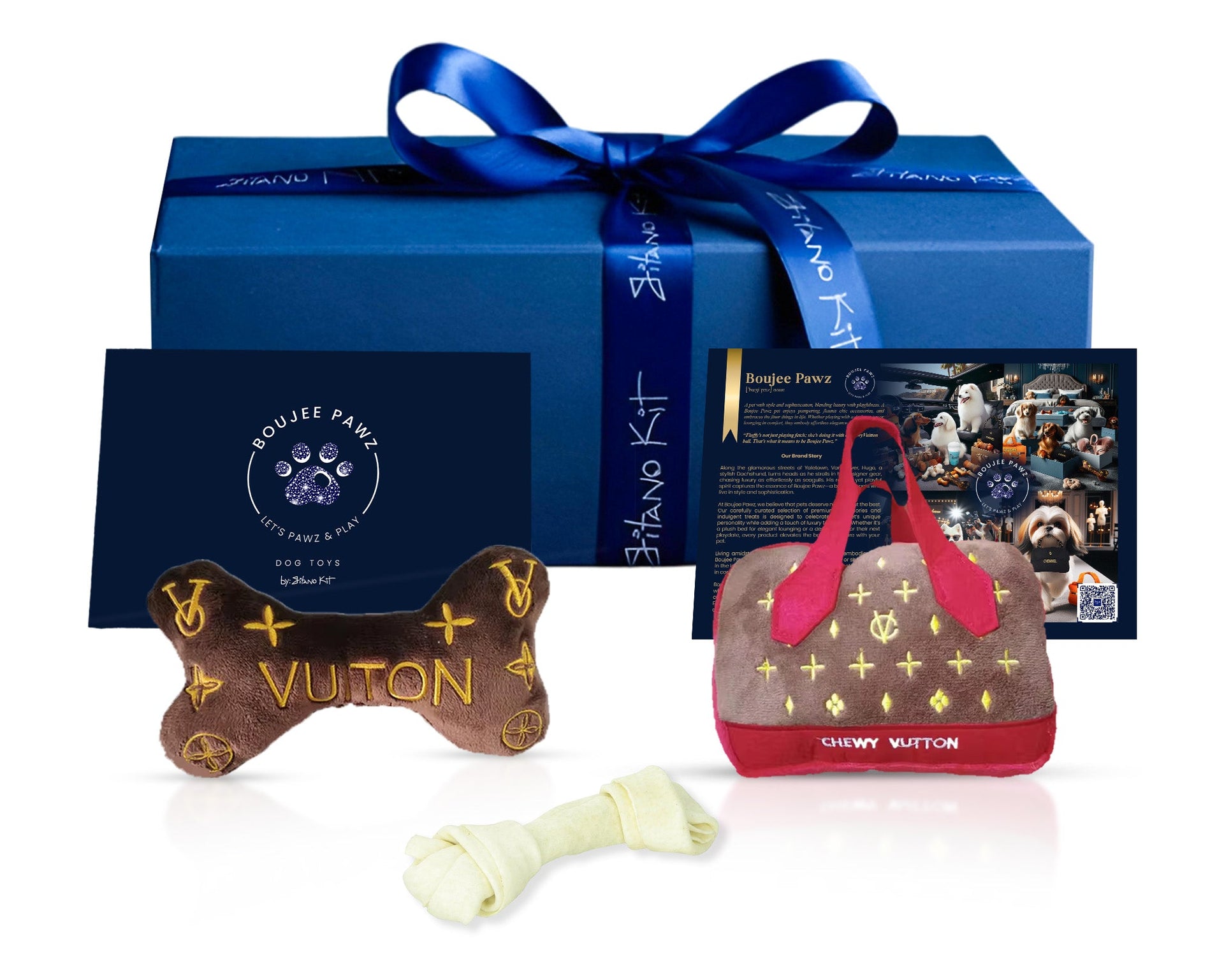 For Pet: Boujee Pawz Chewy Vuitton Plush Dog Toy Set Luxury