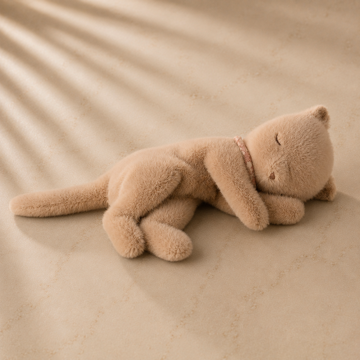 Maileg Sleeping Plush Kitten in Cream Peach
