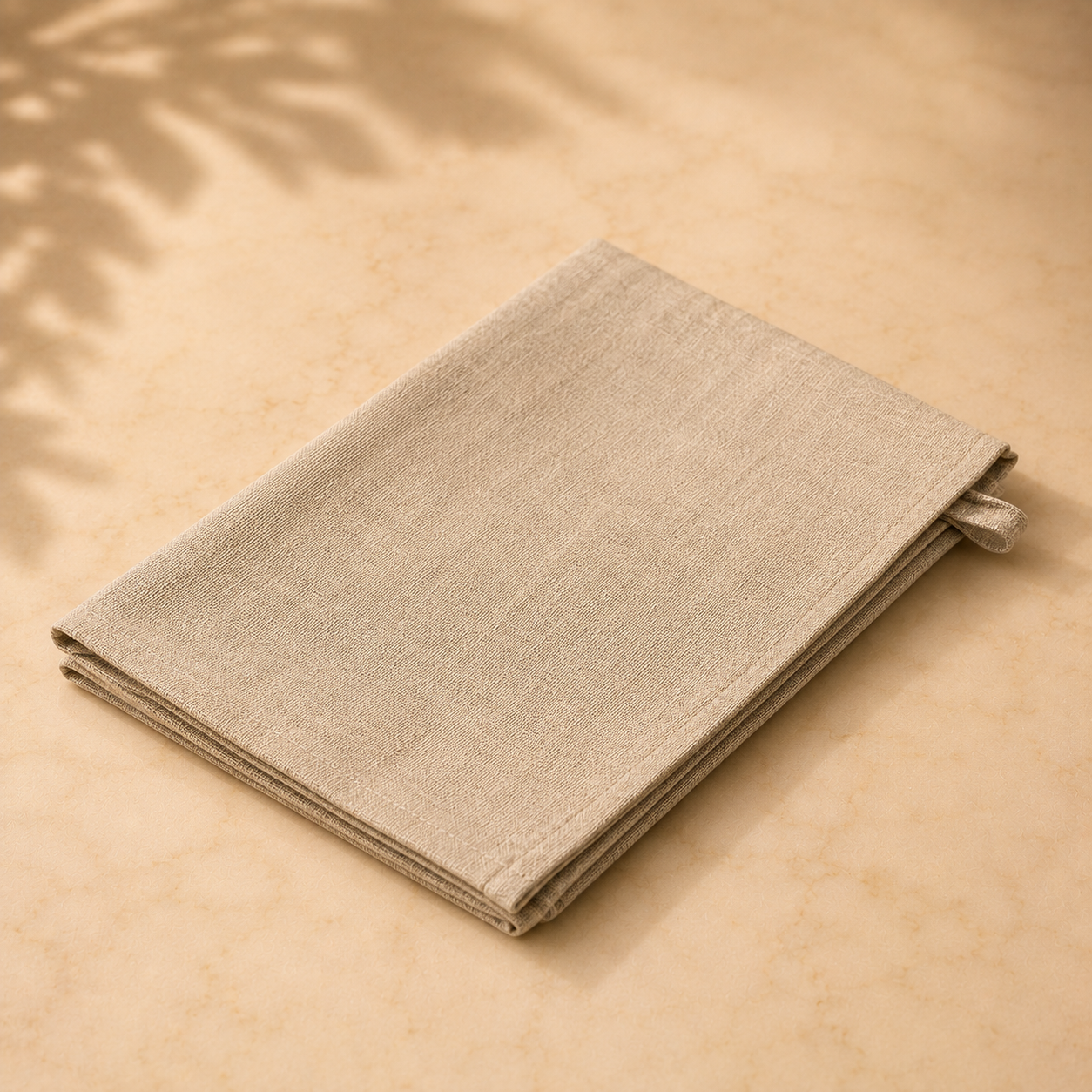lot8 natural linen tea towel folded flat — handmade in Stratford, Ontario — New-Home Ritual housewarming gift box