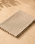 lot8 natural linen tea towel folded flat — handmade in Stratford, Ontario — New-Home Ritual housewarming gift box