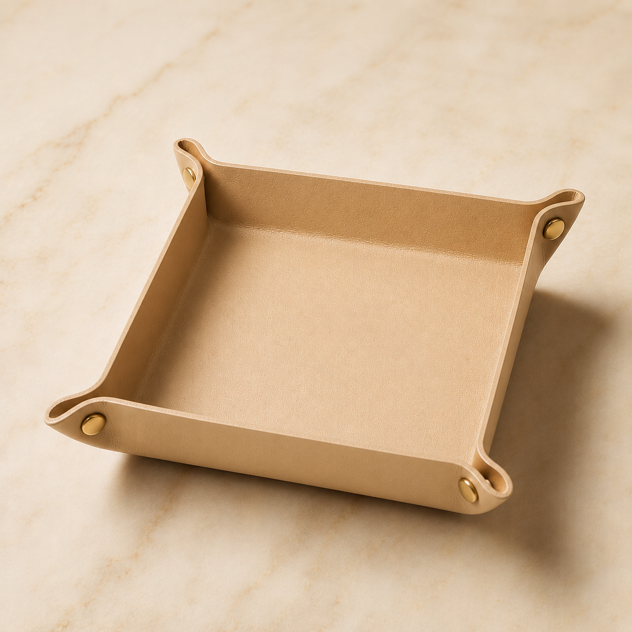 Beige leather valet tray