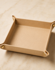 Beige leather valet tray