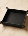 Black leather valet tray